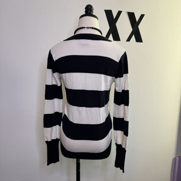 Vintage Y2K Striped V Neck Sweater Emo Scene Soft Girl Goth Witch Grunge L - Picture 3 of 5